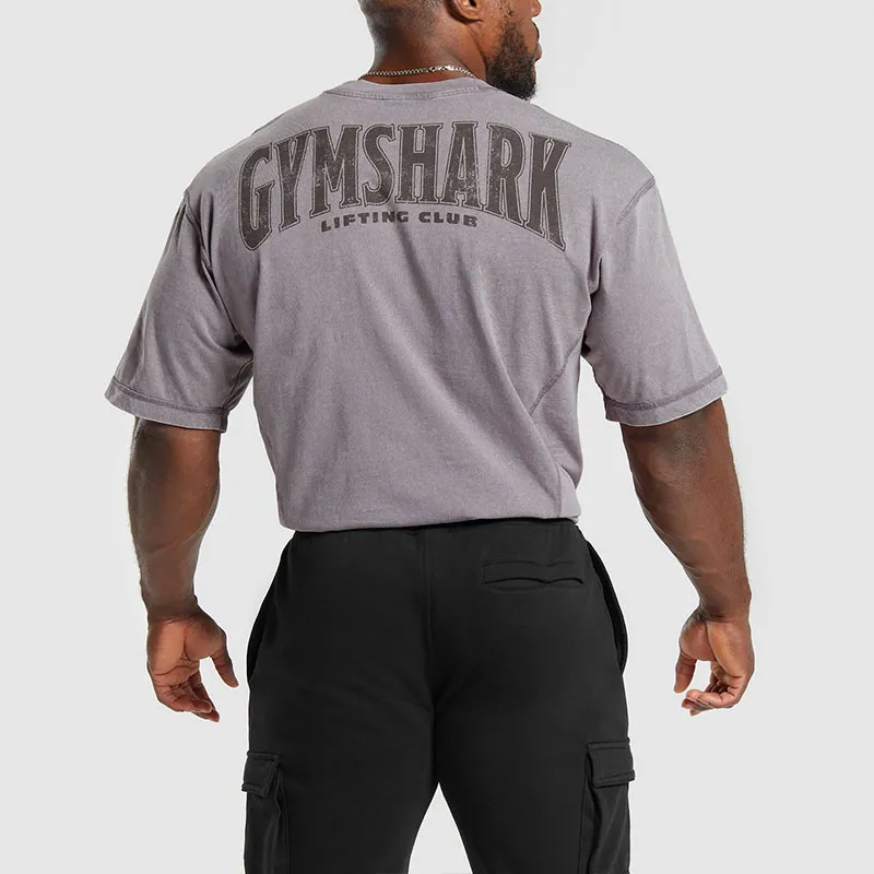 GYMSHARK HERITAGE WASHED T SHIRT T Shirt Men's Dusty Purple-2
