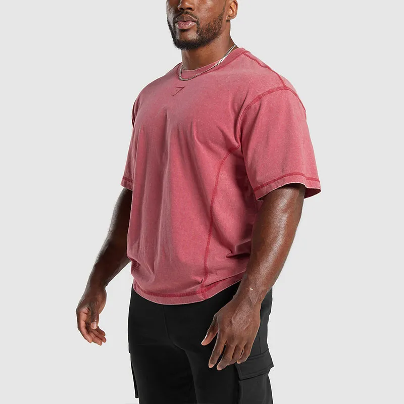 GYMSHARK HERITAGE WASHED T SHIRT T Shirt Men's Vintage Pink-2