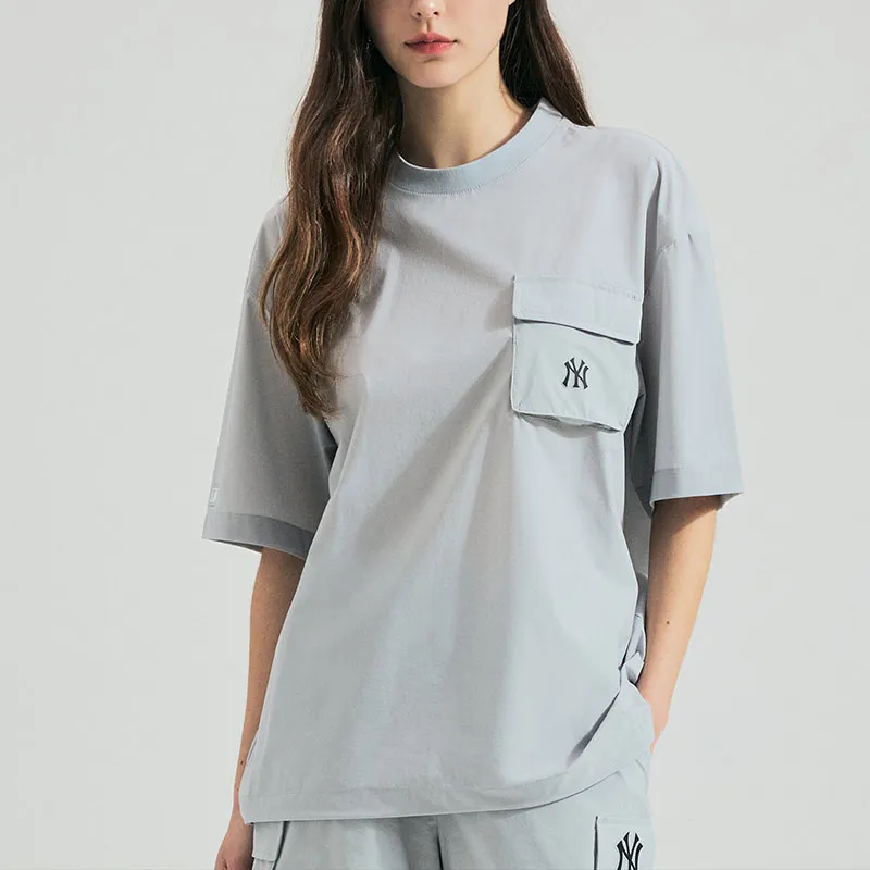 MLB Drop Shoulder Sleeve T Shirt Women's Light Gray-3