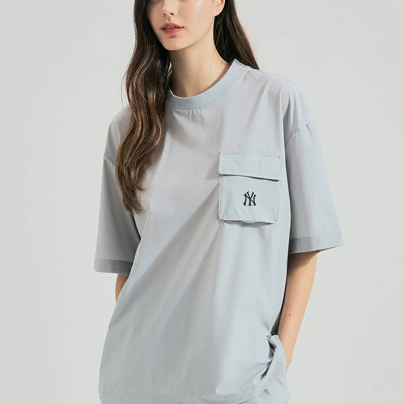 MLB Drop Shoulder Sleeve T Shirt Women's Light Gray-4