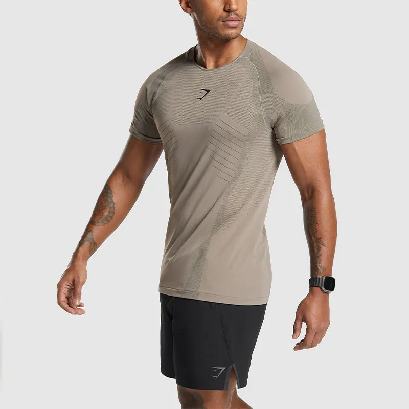 GYMSHARK T Shirt Men's Linen Brown-3