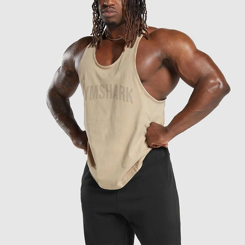 GYMSHARK Tank Tops Men Beige-3