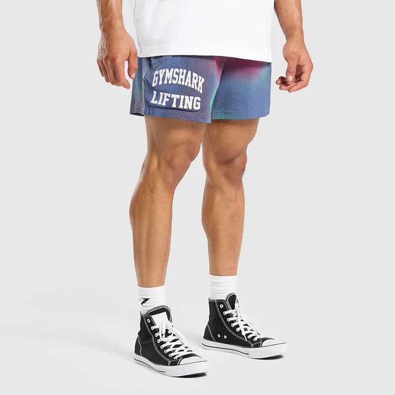 GYMSHARK PRINTED LIFTING MESH 5' SHORTS Casual Shorts Men's Purple-3