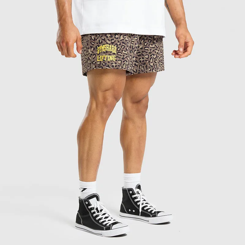 GYMSHARK PRINTED LIFTING MESH 5' SHORTS Casual Shorts Men's Cement Brown-3