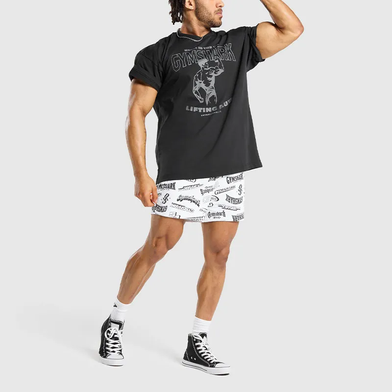 GYMSHARK LOGOMANIA MESH 5' SHORTS Casual Shorts Men's White-3