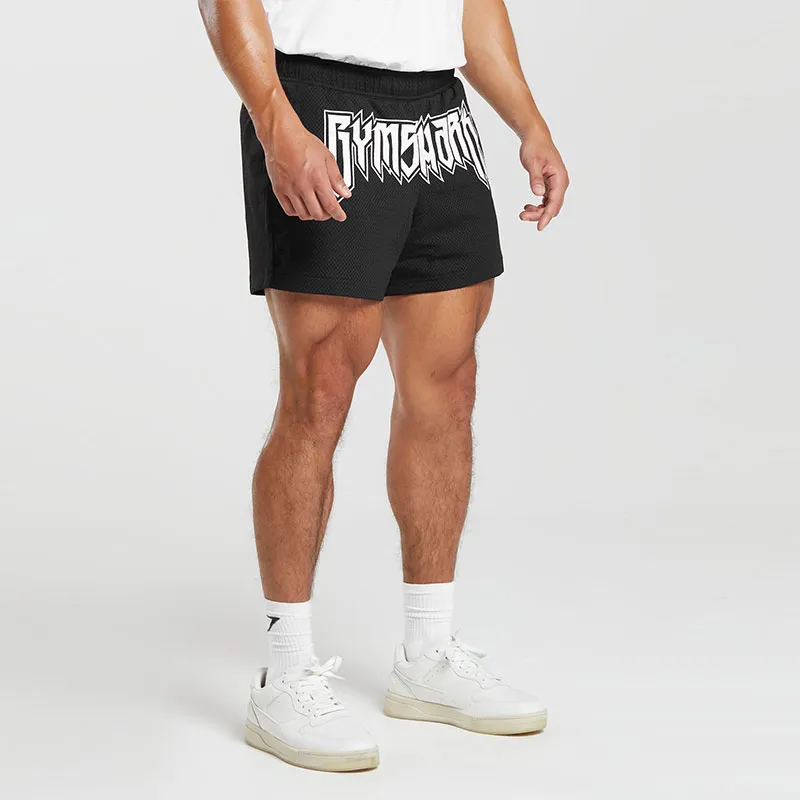 GYMSHARK WORDMARK MESH 5' SHORTS Casual Shorts Men's Black-3