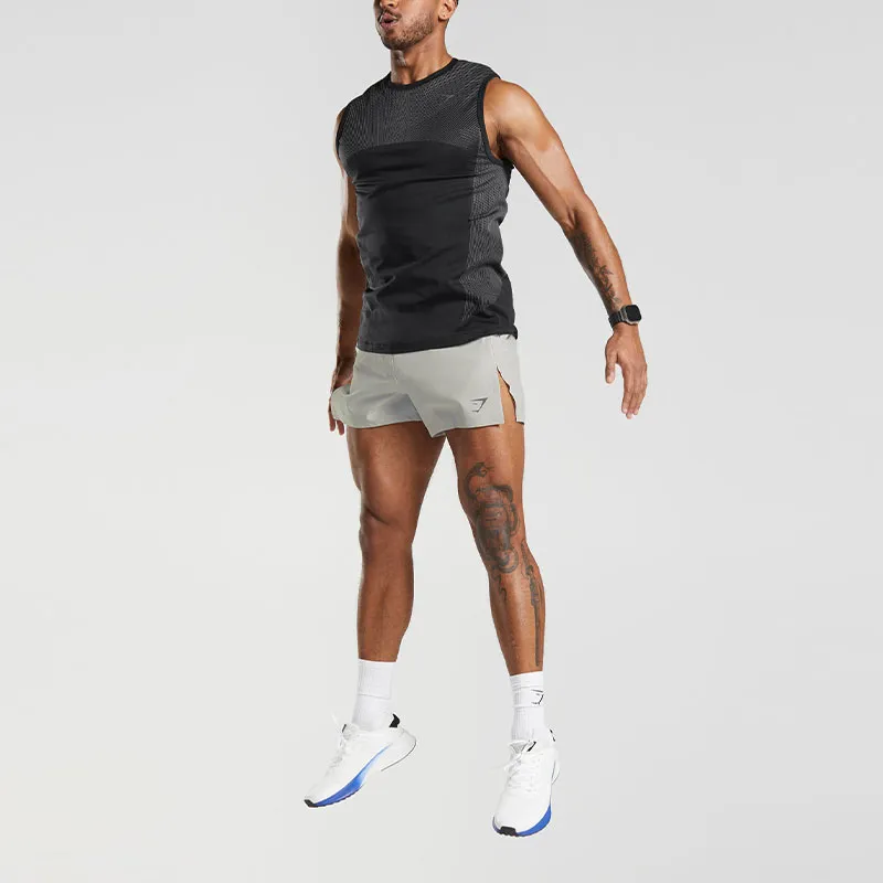GYMSHARK APEX RUN 4' SHORTS Casual Shorts Men's Light Gray-2