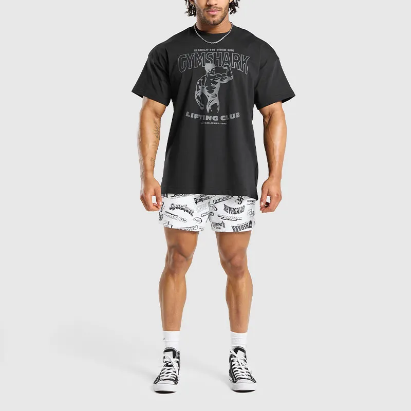 GYMSHARK LOGOMANIA MESH 5' SHORTS Casual Shorts Men's White-2