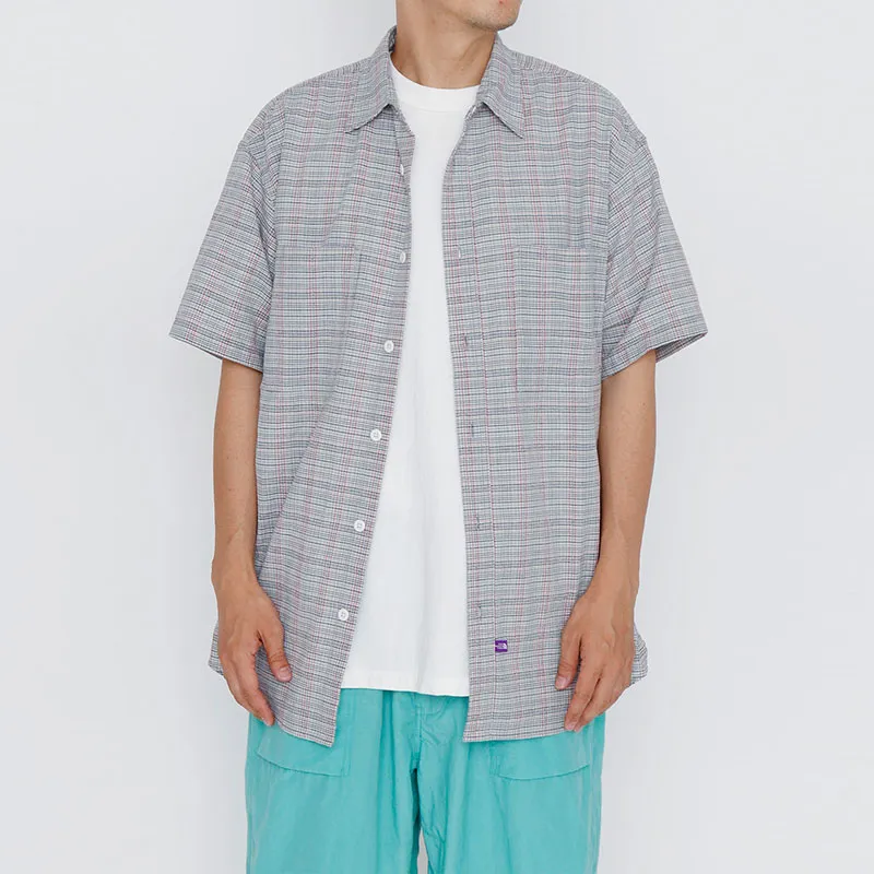 THE NORTH FACE PURPLE LABEL Plaid Dobby Field S/S Shirt Shirt Men's Light Gray-3