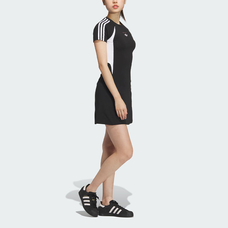 Adidas Originals Short-Sleeved Dresses Women's Black - POIZON