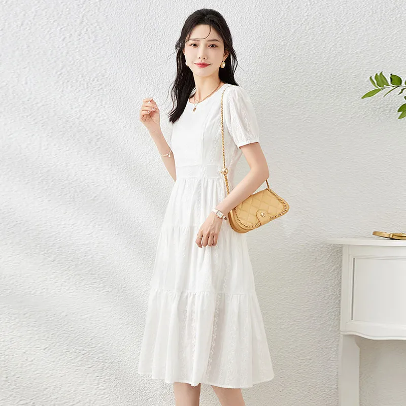 TERRE BLEUE Short Sleeved Dress Women's White-3