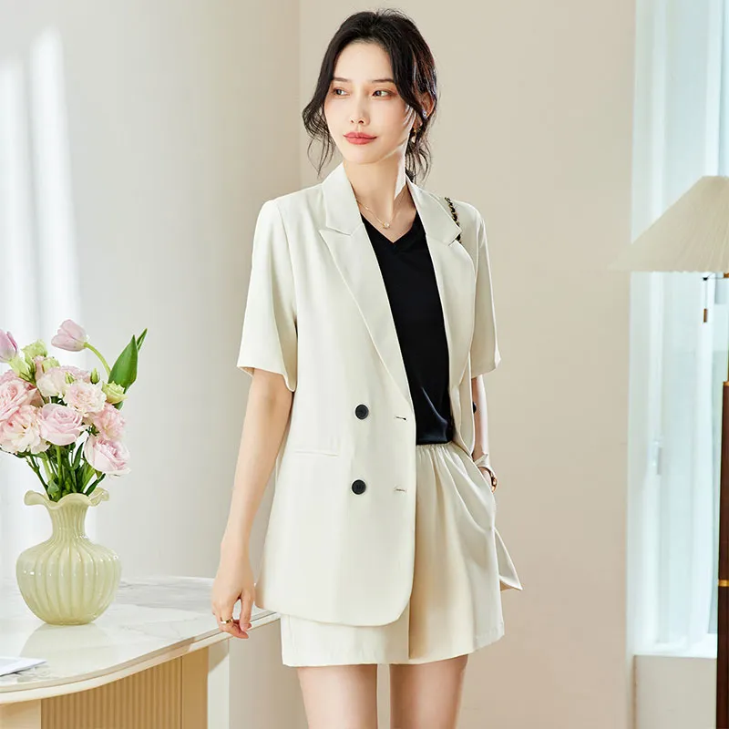 TERRE BLEUE Casual Suit Women's Beige Apricot-1