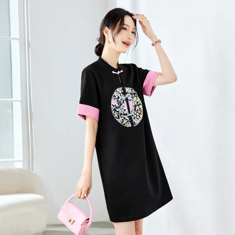 TERRE BLEUE Short Sleeved Dresses Women's Black-1