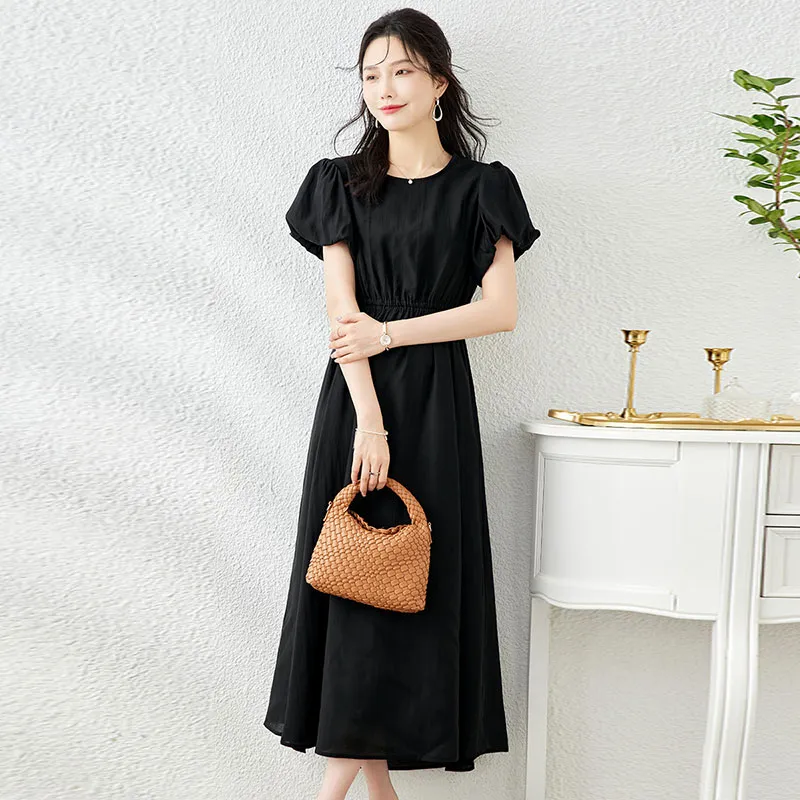 TERRE BLEUE Short Sleeved Dresses Women's Black-1