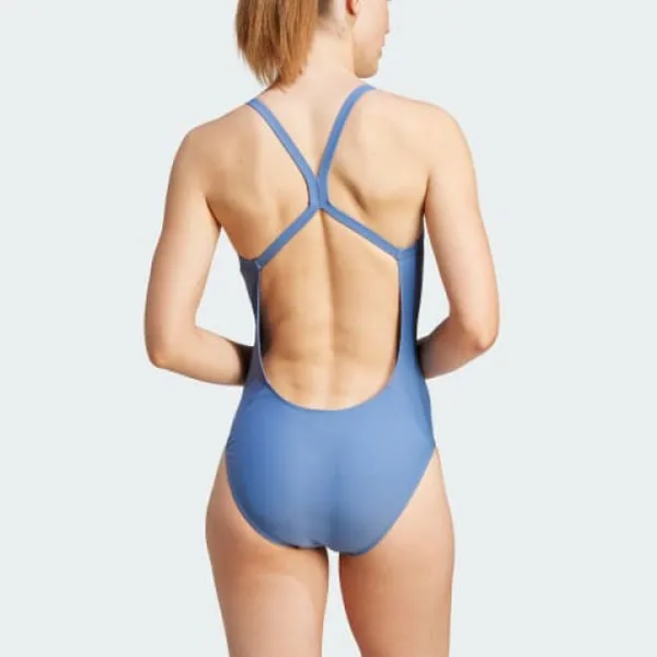 Adidas Sportswear Big Logo Swimsuit One-piece Swimsuit Women's Blue-4