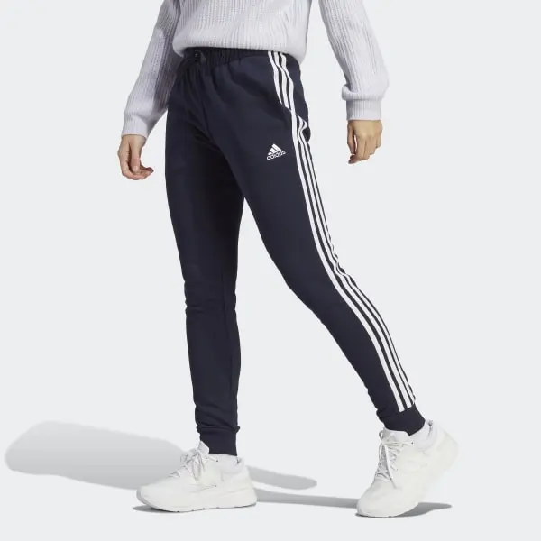 Adidas ESSENTIALS 3-STRIPES Knitted Sports Pants Women's Blue-3