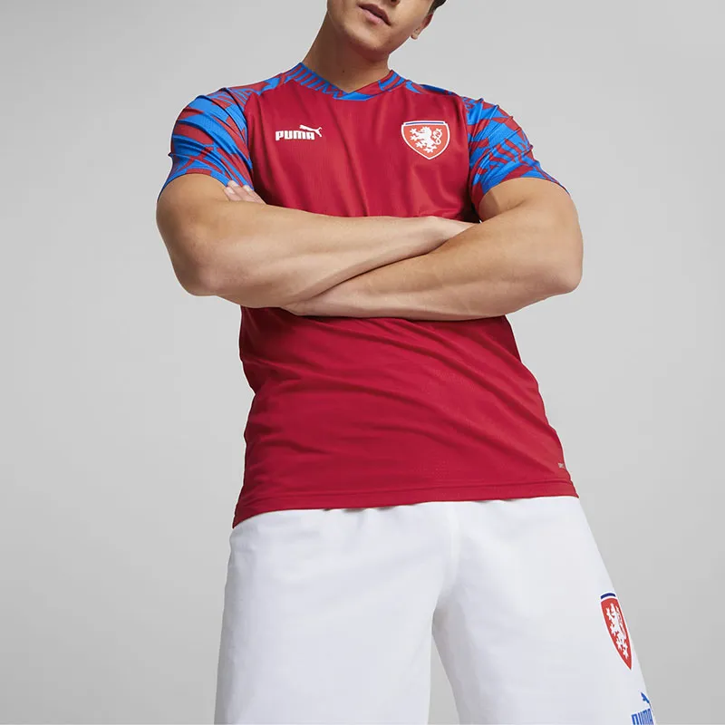 PUMA Czech Republic Soccer Jerseys Men's Chili Red-Electric Blue Lemon Water-3