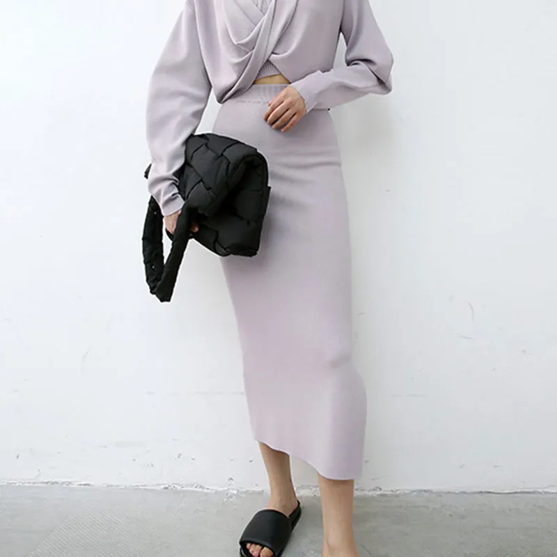 Roselingling Casual Long Skirts Women's Purple-1