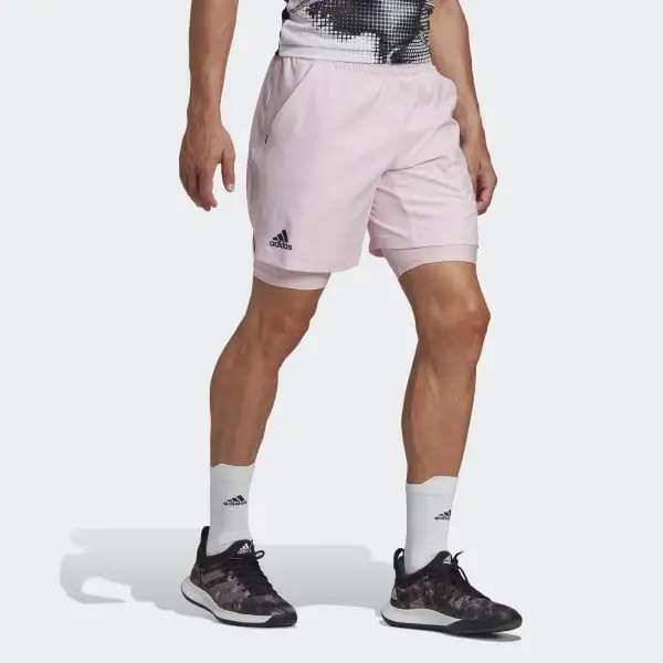 Adidas TENNIS US SERIES 2-IN-1 Casual Shorts Men's Pink-1