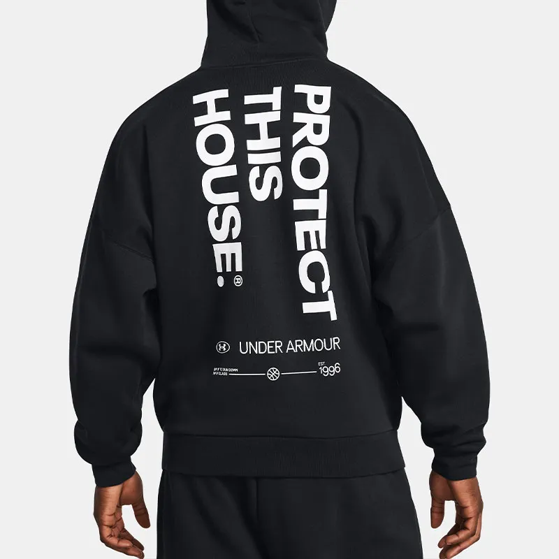 Under Armour Icon Fleece Hoodie Oversized PTH Hoodie Sweatshirt Men's Black-3
