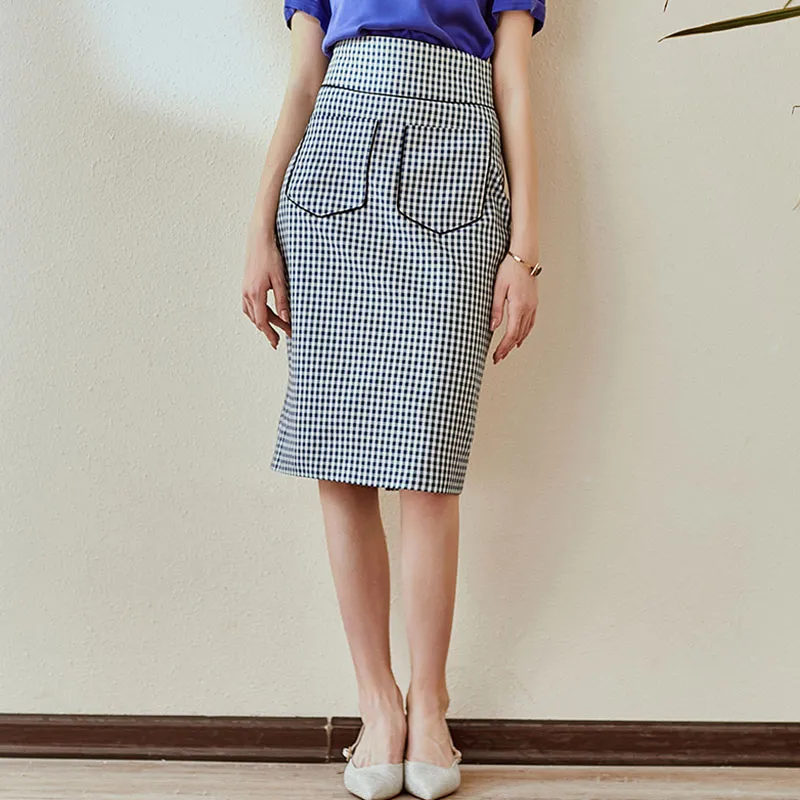ROEYSHOUSE Casual Long Skirts Women's Plaid-3