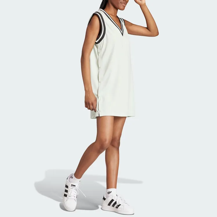 Adidas Originals Sleeveless Dresses Women's Linen Green-3