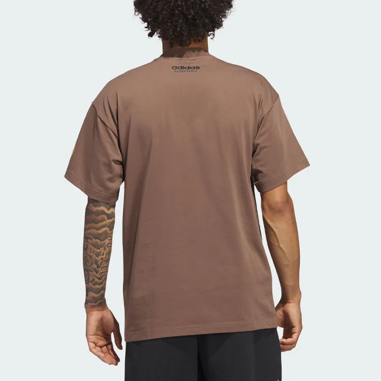 Adidas Drop Shoulder Sleeve T Shirt Men's Stratum Dark Earthy Brown-1