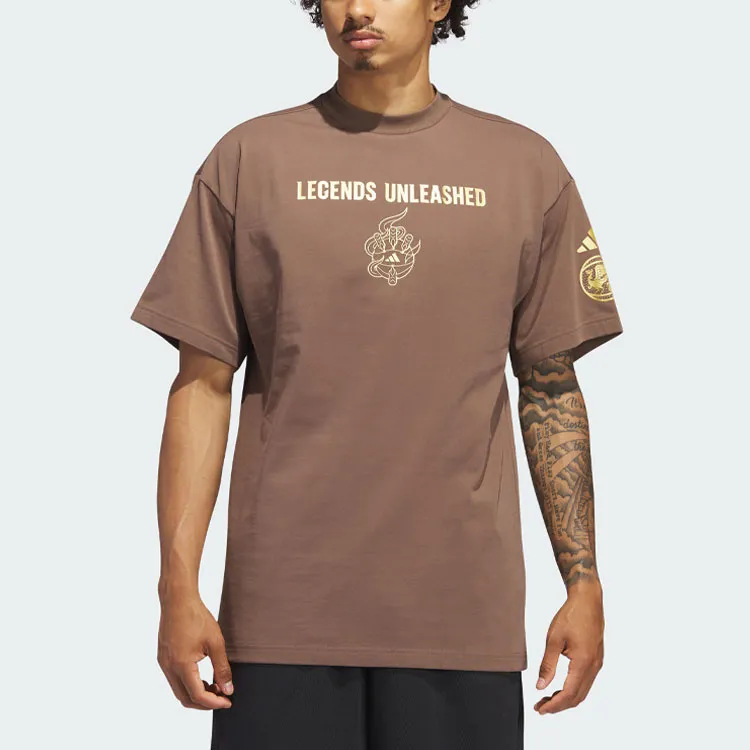 Adidas Drop Shoulder Sleeve T Shirt Men's Stratum Dark Earthy Brown-2