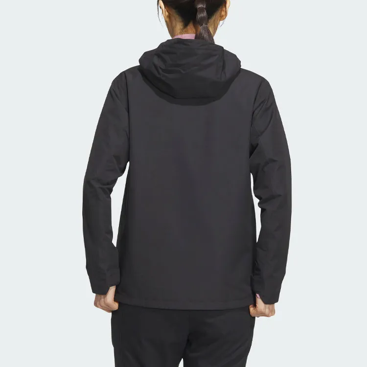 Adidas Waterproof And Windproof Windbreaker Jacket Women's Black-3