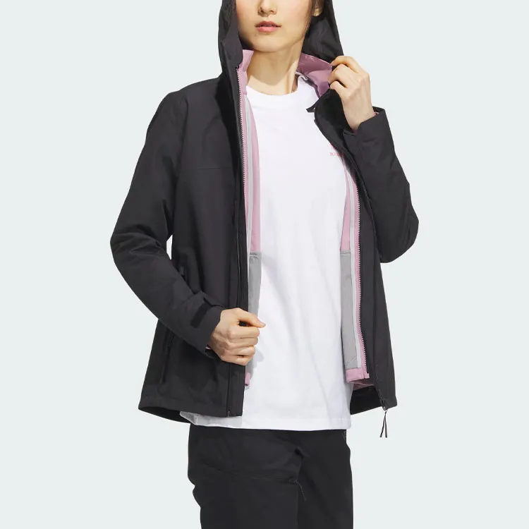 Adidas Waterproof And Windproof Windbreaker Jacket Women's Black-4