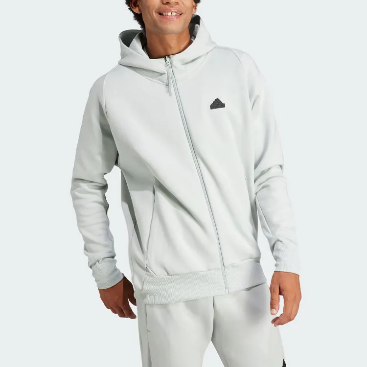 Adidas Z.N.E. Premium Full-Zip Hooded Track Top Jacket Men's Silver Gray-1