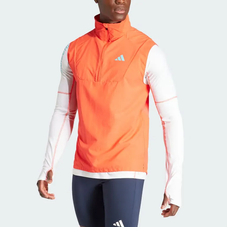 Adidas Adizero Half Zip Running Vest Men's Orange-1