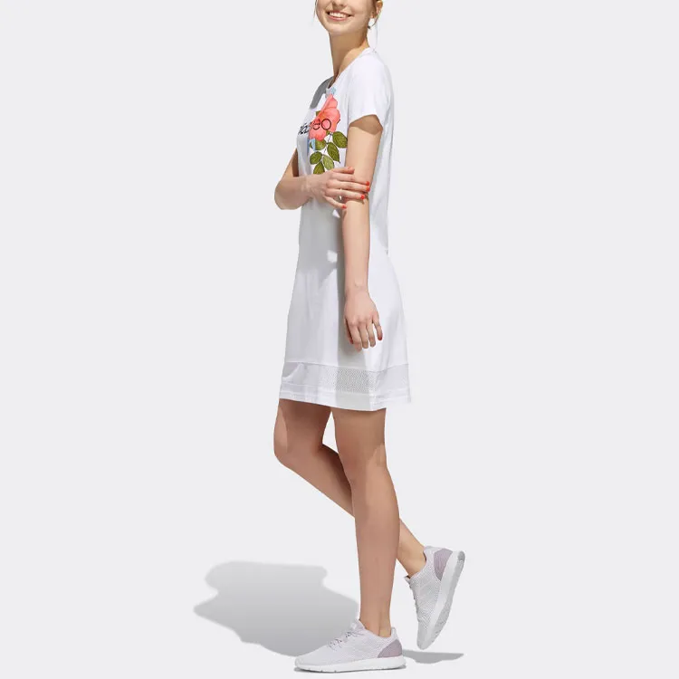Adidas Neo Short Sleeved Dresses Women's White-5