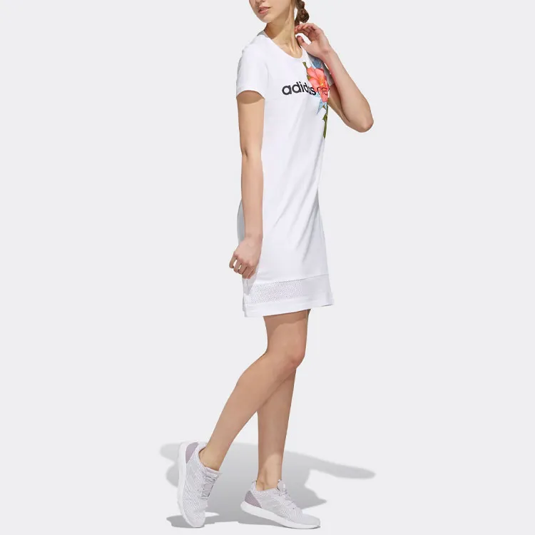 Adidas Neo Short Sleeved Dresses Women's White-3