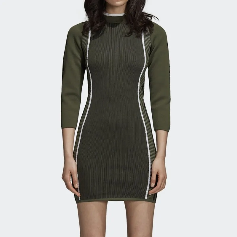Adidas Originals Long Sleeved Dresses Women's Olive Green-2