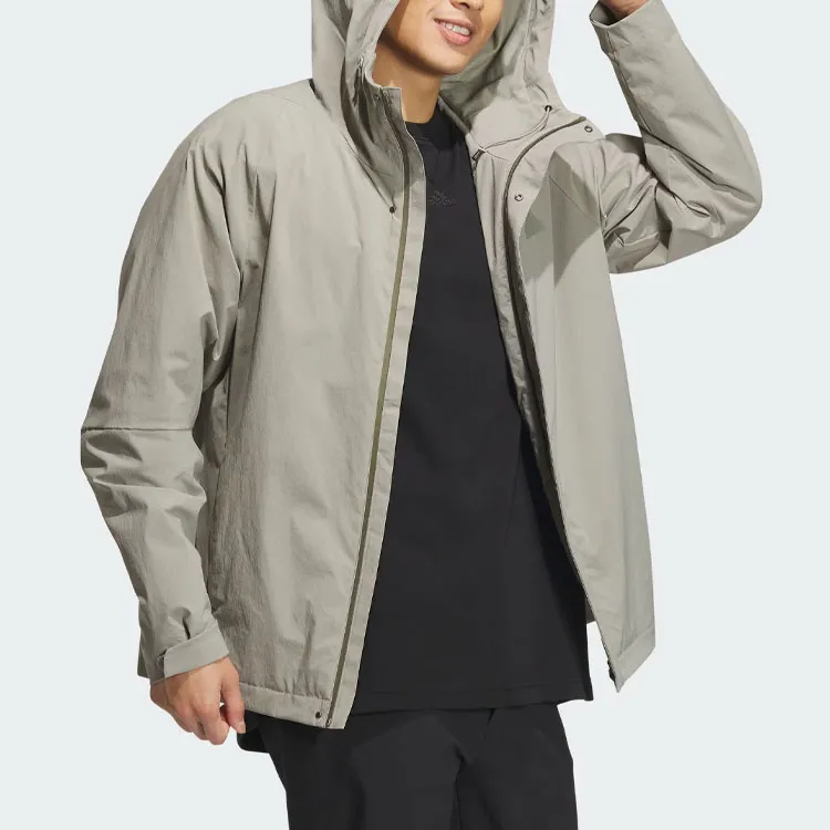Adidas BUSINESS CASUAL Parka Fleece Coat Men's Pebble Silver Gray-3