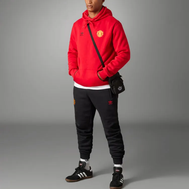 Adidas FW23 Manchester United Essentials Trefoil Pants Knitted Sports Pants Men's Black-3