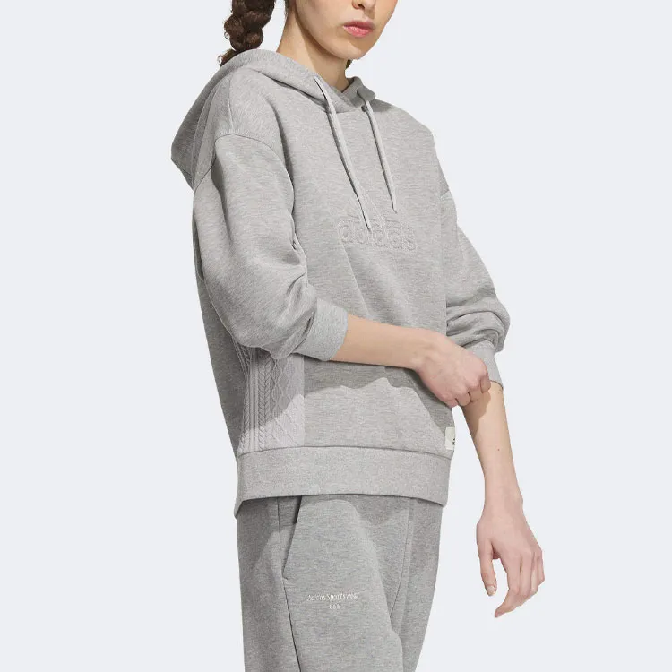 Adidas Lounge Hooded Sweatshirt Sweatshirt Women's Gray-3