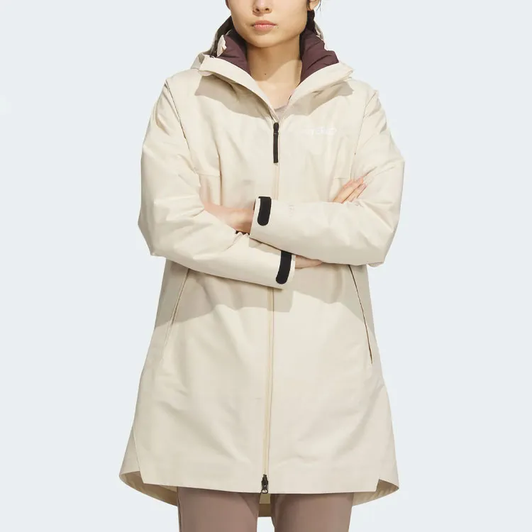 Adidas Waterproof, Windproof, And Breathable Windbreaker Jacket Women's Ecru-3