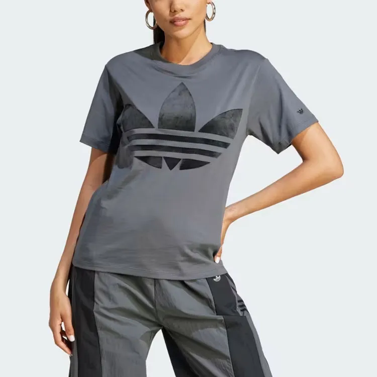 Adidas Originals Trefoil T Shirts Women's Dark Gray-1