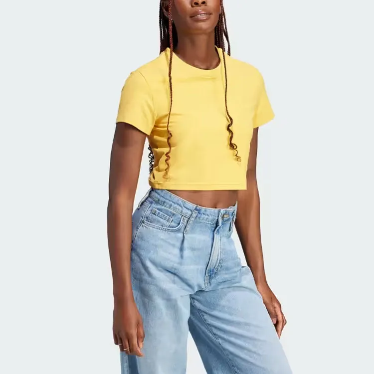 Adidas Lounge Crop Tops Women's Yellow-1
