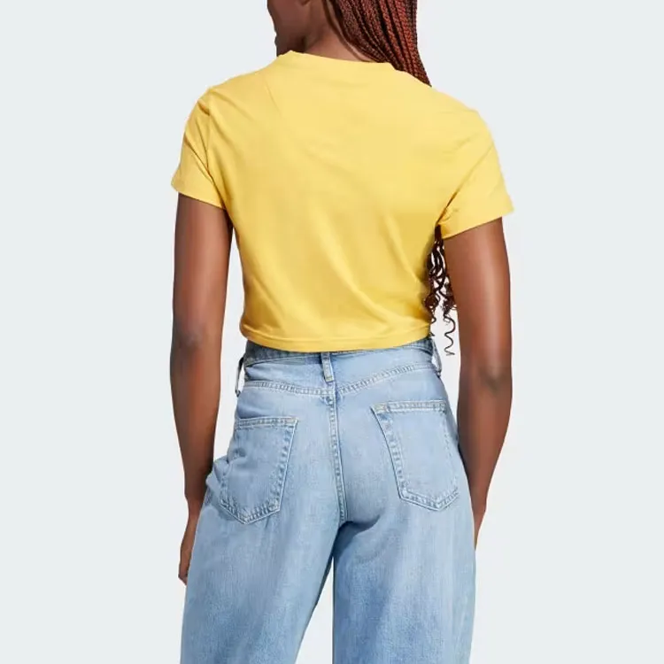 Adidas Lounge Crop Tops Women's Yellow-2