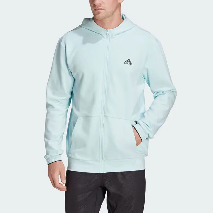Adidas AEROREADY Yoga Full Zip Hoodie Jackets Coats Men's Blue-1