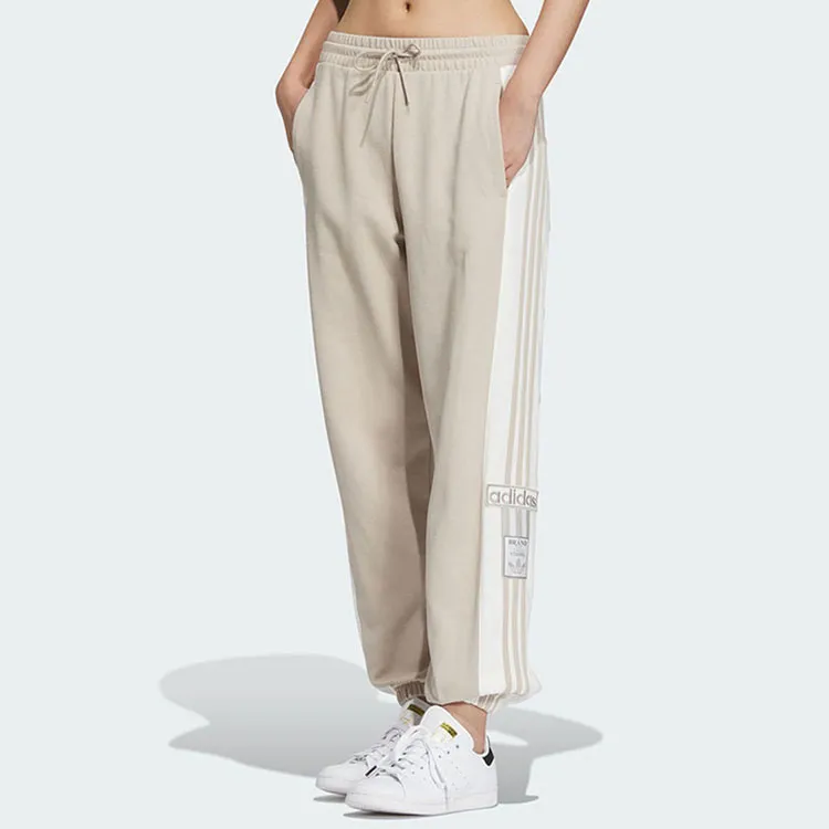 Adidas Originals Classic Three stripe Series Knitted Sports Pants Women's Beige-1