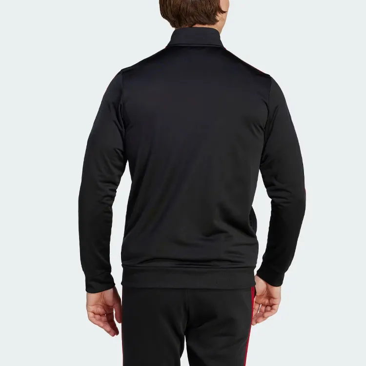 Adidas Manchester United Retro Sports Stripes Stand Collar Jackets Men's Black-2