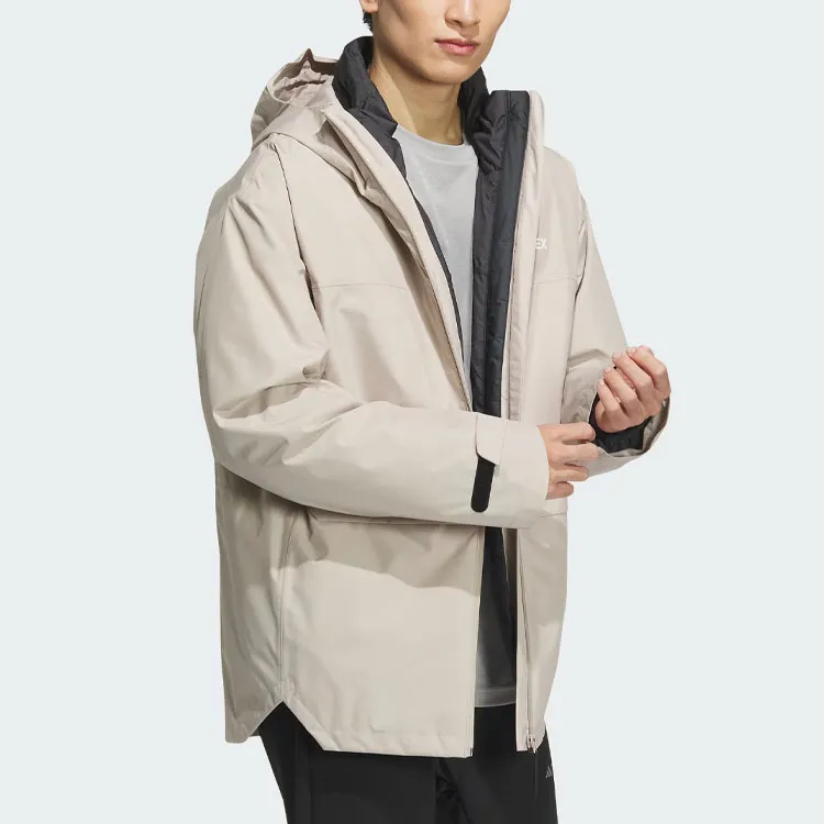 Adidas Waterproof And Windproof Windbreaker Jacket Men's Beige-4