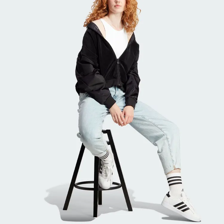 Adidas Embossed Monogram Reversible Jackets Coats Women's Black-5