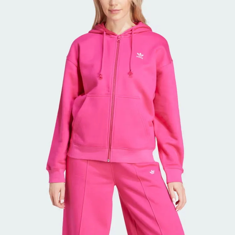 Adidas Originals Essential Essentials Zip Hoodie Sweatshirt Women's Pink-1