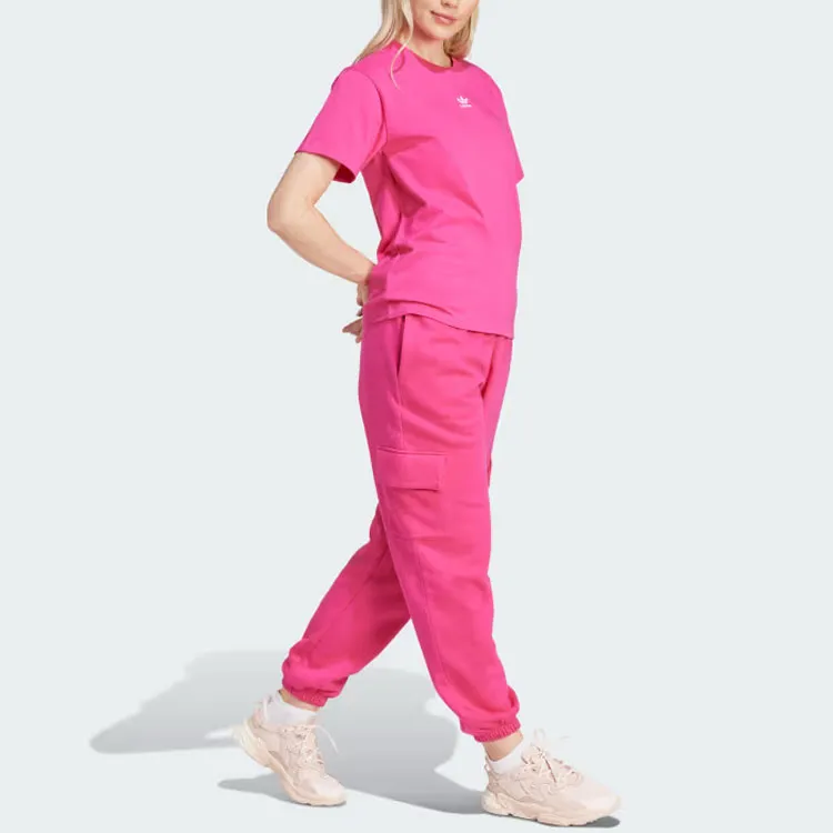 Adidas Originals Essential Essentials Fleece Cargo Joggers Knitted Sports Pants Women's Pink-3