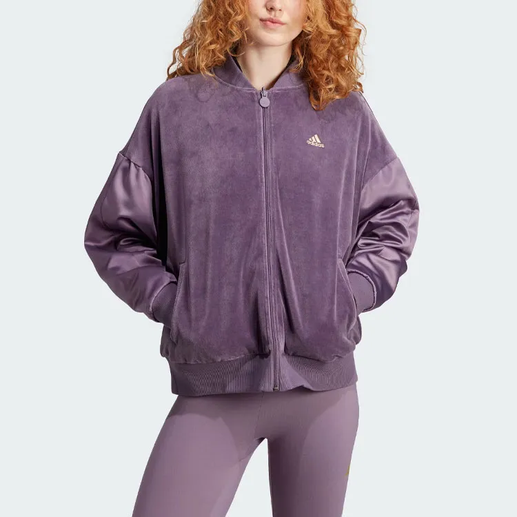 Adidas Embossed Monogram Reversible Jackets Coats Women's Dark Gray Violet-1